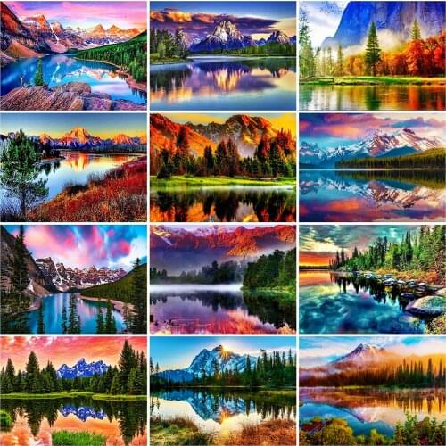 EverShine Diamond Painting Mountain Full Square Diamond Embroidery Landscape Picture Of Rhinestones Mosaic Art Home Decor