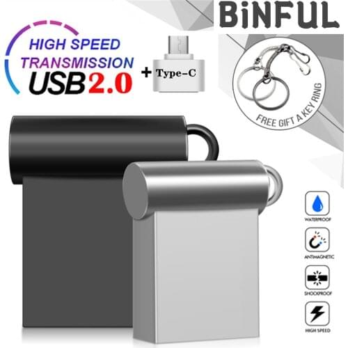 BiNFUL Super Mini Metal Usb Flash Drive 2.0 Pen Drive 4GB 8GB 16GB 32GB 64GB Pendrive Portable Memory Stick U Disk Free Shipping