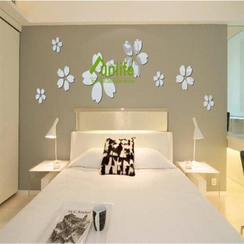 Funlife Creative 3D stickers creative acrylic stickers gold and silver mirror heart - shaped petals mirror wall stickers MS36125