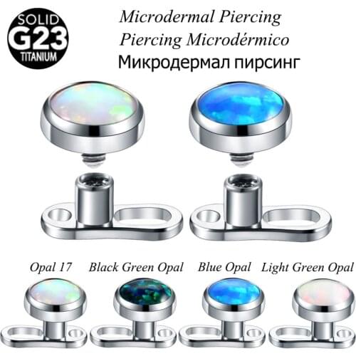14G 1Pc G23 Titanium Jewelry Micro Dermal Anchor Top With Base Set Opal Retainers Hide-in Skin Diver Body Piercing Jewelry