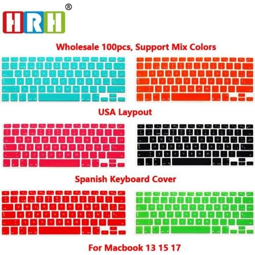 HRH 100X Spanish Silicone Keyboard Cover Skin Cover Protective Film Protector For MacBook Pro Air Retina 13 15 17 US Version