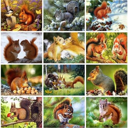 HUACAN Diamond Painting Squirrel Full Square Diamond Embroidery Mosaic Sale Animal Decor For Home Wall Art