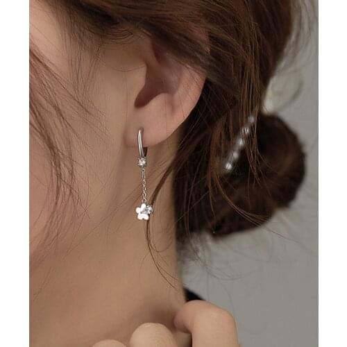 Tassel Zircon Flower Hoop Earrings For Women Round Design Student Fashion Punk Hip Hop Female Simple Jewelry Wholesale BOYULIGE