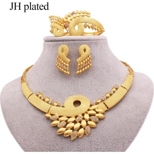 Jewelry sets for women gold necklace earrings ring bracelet party African Dubai bridal wedding gifts Wholesale jewellery set