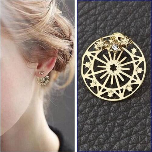 Korean Earings Fashion Jewelry Hollow Star Ferris Wheel Magic Rhinestone Earrings Punk Stud Earrings For Women Wholesale