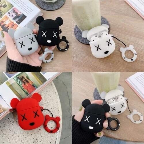 Trendy Violent Bear Pattern Case for Airpods Pro 1/2 Cover Protective Phone Cases Headphones Funda Protective For Airpods Co