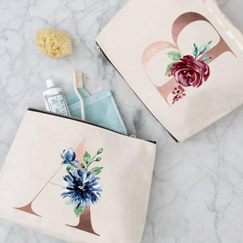 Alphabet Printed Cosmetic Bags Female Makeup Case Travel Toiletries Organizer Kits Portable Wash Storage Pouch School Pencil Bag