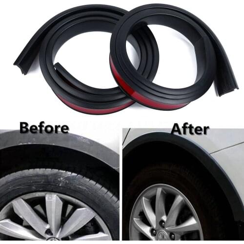 2pcs Black Car Wheel Arch Protection Moldings Anti-collision Mudguard Strip 150*3.8cm Rubber Auto Fender Flares Protector Strips