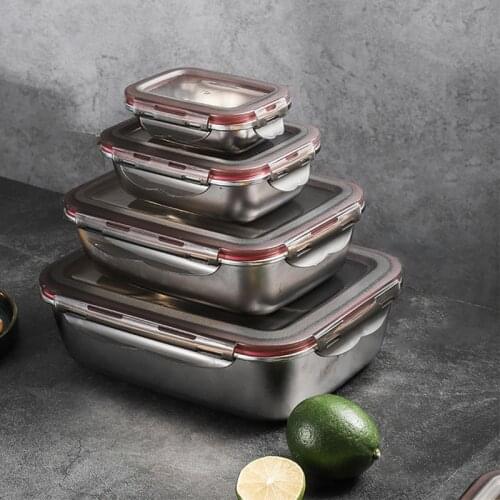 Stainless Steel Lunch Box Sealed Food Fresh-Keeping Boxes Office Bento Container Lunch Container