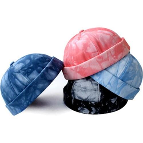 2021 New style cotton tie-dye melon leather hat unisex fashion outdoor cotton retro round casual borderless skull hat beanie hat