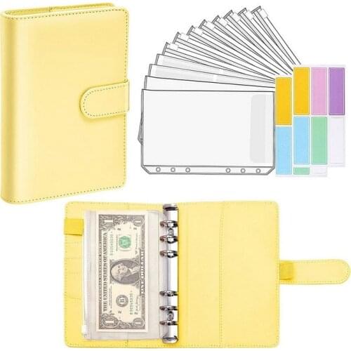 A6 Budget Binder 6 Holes Pockets Plastic Binder Zipper Envelopes Refillable Notebook Covers Save Money Budget Planner Wallet