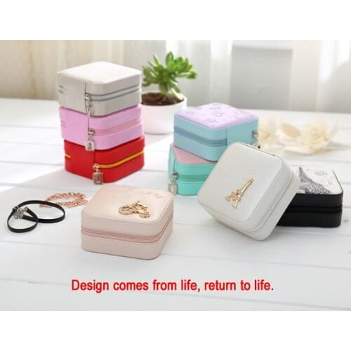 High quality Travelling Cosmetic PU Leather Jewelry Box Necklace bracelet earing Ring Storage Case for jewelry packaging box