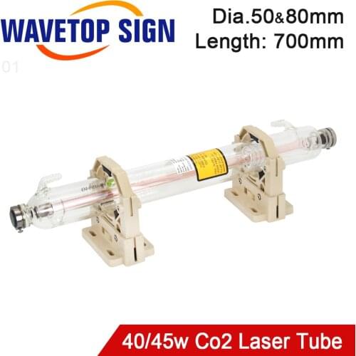 WaveTopSign 40W 45W Co2 Glass Laser Tube Dia.50 or 80mm Length 700mm Glass Laser Lamp for CO2 Laser Engraving and Cutter Machine
