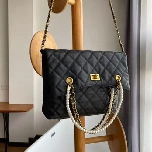 Bags for Women 2021 New Luxury Handbags Crossbody Shoulder Bag Pearl Half Fold Shopping Bag Fashion All-match Bucket Bag