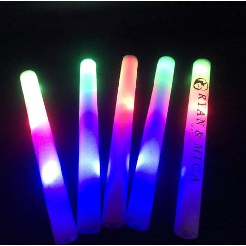 30pcs/set LED Glow Sticks Foam Light Stick Wedding Birthday Concert Fluorescent Colorful 3 Flashing Foam Stick Decoration