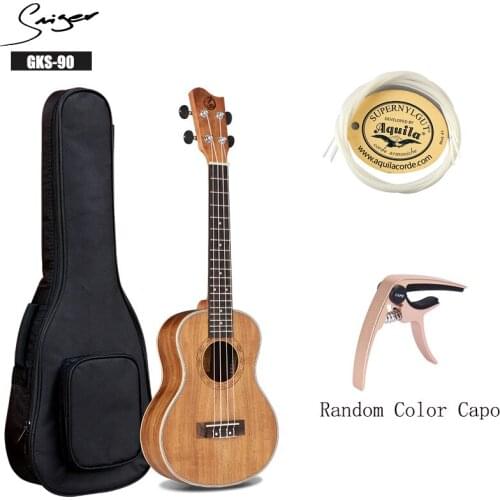 Smiger 1 Set Koa Ukulele GKS-90 21 Inch Soprano Thin Body Ukulele Matt Die-cast Mahogany Neck With Ukulele Capo String
