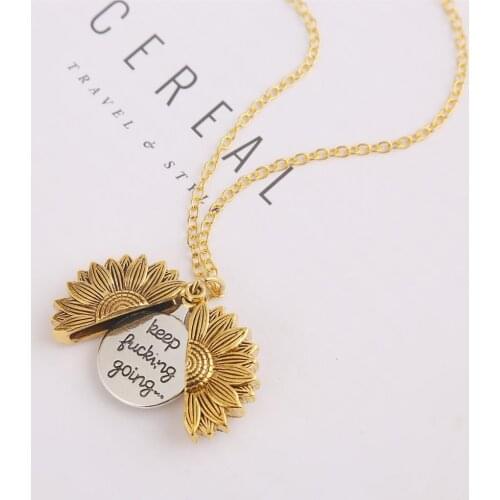 You are my sunshine Open Locket Sunflower stainless steel Necklace For Women and Lovers Gift in boho jewelry