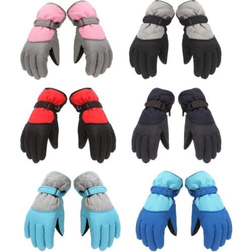 1 Pair Winter Gloves Windproof Wide Applicability Knitted Fabric Waterproof Anti-slip Kids Warm Gloves for Cycling Ski Skating