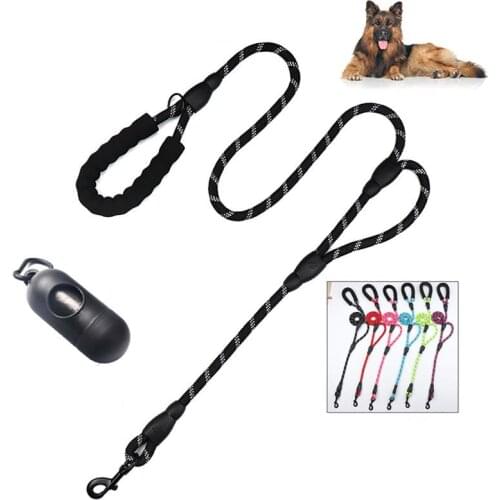 1PCS Dog Leash Reflective Nylon Double Handles Pet Walking Leash Dog Training Leash Running Walk Safety Leash at Night