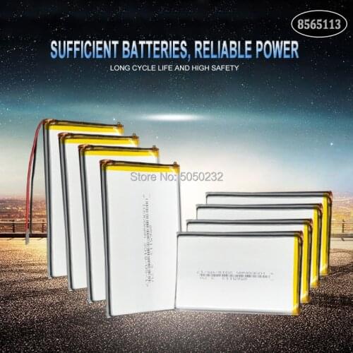 10pc 10000mAh 3.7V 8565113 Lithium Li-polymer Rechargeable Battery Li-ion Li Po cells For Tablet DVD GPS Medical Device
