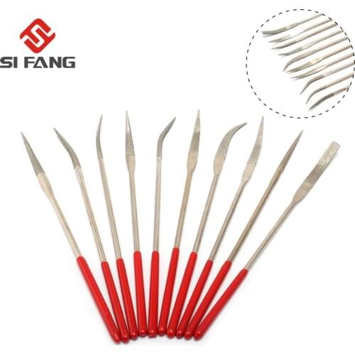 10Pcs Diamond Coated Needle Files Set For Ceramic Glass Gem Stone Crafts 3x140mm