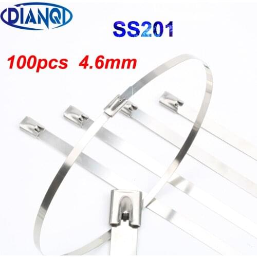 100PCS 4.6mm width Self-Locking Stainless Steel wires metal cable ties self-Lock tie wrap zip ties 4.6x150 SS201