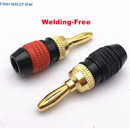 100pcs High Quality Welding-Free 4MM Banana Plug Gold Plated Copper Speaker Plug 4MM Adapter Audio Fever music Connectors Plugs