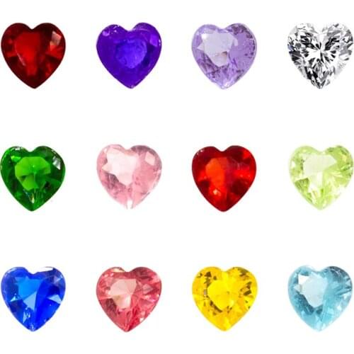 12Pcs/Lot Heart Birthstone Charms Colorful Glass Floating Charms For Living Memory Locket DIY Women Jewelry Making Gift FC1807