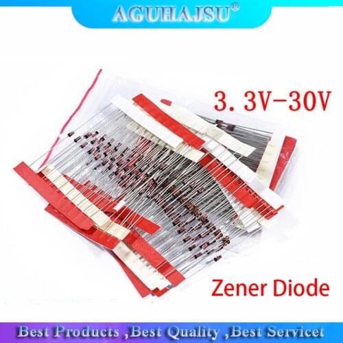 14value*10PCS 140PCS 0.5W regulator 3.3v-30v 1/2w Zener Diode component kit 3.3v 4.7v 5.1v 6.2v 6.8v 7.5v 8.2v 9.1v 10v 12v etc