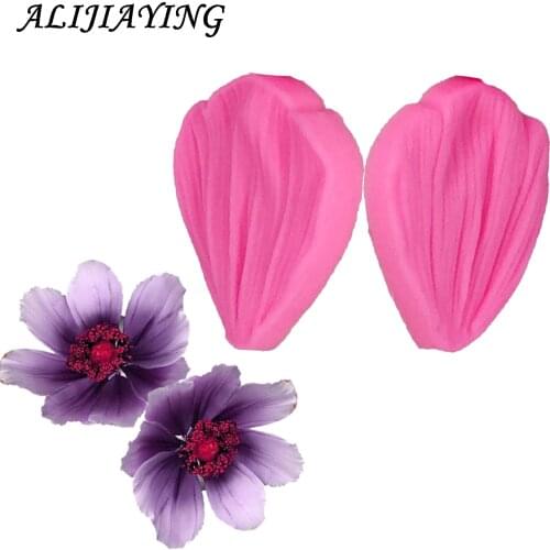2Pcs/set 3D Chrysanthemum petal shape Silicone Fondant Molds Cake Decorating Tools flower Gumpaste Chocolate Moulds D0681