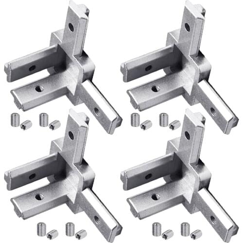 4 Sets 20S 30S 40S 3-Way End Corner Bracket Connector With Screws for T Slot Aluminum Extrusion Profile