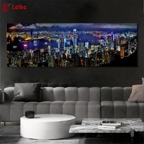 5D DIY diamond painting Natural scenery Hong Kong city night view Natural scenery Hong Kong city night view cross stitch