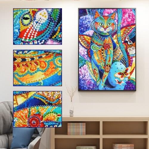 DIY Diamond Painting Special Shaped Cat Colorful Butterfly Picture Of Rhinestone Diamond Embroidery Cartoon Home Decorstion