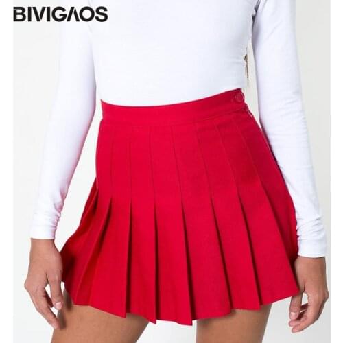 BIVIGAOS Spring Summer Fashion Womens Sexy Vintage Skinny High Waist Skirts Short Pleated Skirt Mini Skirts Womens Clothing