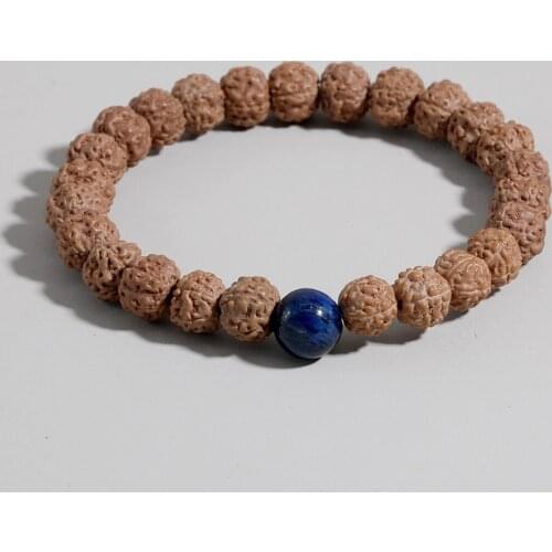 OAIITE Natural Rudraksha Mala Beads Bracelet for Men Women Tigers Eye Lapis Lazuli Chakra Yoga Prayer Bracelet Accessories