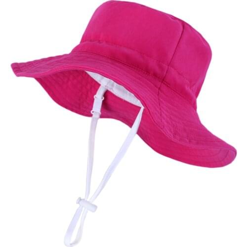Connectyle Baby Toddler Girls Solid Sun Protection Bucket Hat Wide Brim Adjustable Fishing Hat For Kids 6M-8T Summer Sun Hat