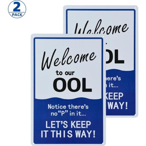 DL-2-Pack Swimming Pool Sign, Welcome to Our OOL Sign, Pool Rules, metal UV Printed, Easy to Mount Weather Resistant
