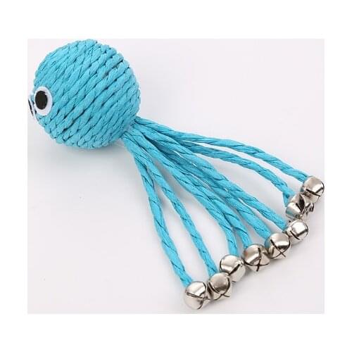 Cat Toy Octopus Woven By Paper Rope Scratch-resistant Pet Playing Toy With Bell Grinding Cat Toy Ball Cat Interactive Toy