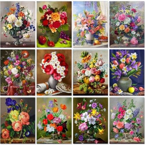 60x75cm Oil Painting By Numbers Flower Unique Gift For Children Acrylic Drawing Coloring By Numbers Canvas Painting Wall Art Dec