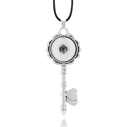Key Fashion Interchangeable Flower Ginger Necklace 035 Fit 18mm Snap Button Pendant Necklace Charm Jewelry For Women Gift