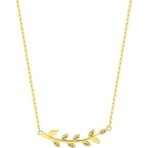 Love Branch Leaves Bohemian Leaf Crystal Pendant Stainless Steel Chain Necklace Women Valentines Day Gifts collier femme