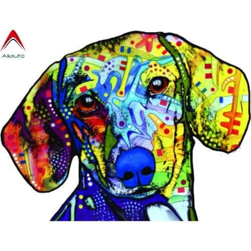 Aliauto Fashion Cartoon Car Sticker Cute Dachshund PVC Decal for Automobiles Motorcycles Laptop Fridge Decoration,14cm*13cm