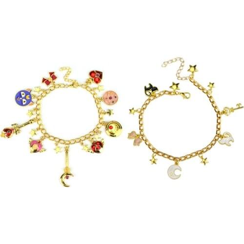 M2 Fashion Cartoon Gold Alloy Star Crystal Bracelets Simple Magic Stick Stars Moon Multi-accessories Women and Girls' Gift