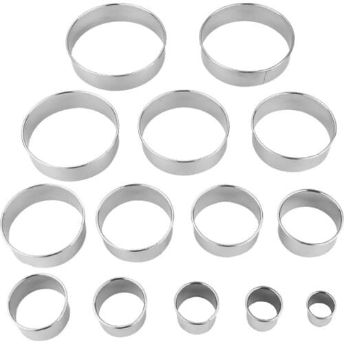 Stainless Round Cookie Biscuit Cutter Molds Set 14Pcs For Fruits Veggies