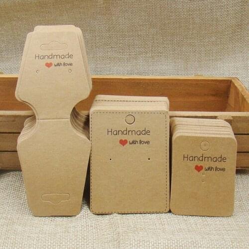 2017 new jewelry handmade with love necklace card 100pcs +pendant display card 100pcs+earring packing card 100pcs for package