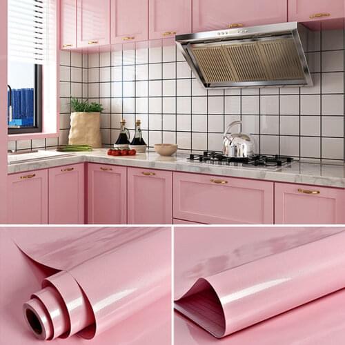 Solid Color Sticky Paper Decal PVC Self-Adhesive DIY Decor Films Waterproof Refurbished Furniture Wallpaper for Kitchen Cabinets