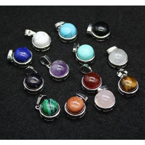 Wholesale 6pcs/Lot Natural Malachite Lapis Crystal Stone Round Shape TigerEye for Jewelry Making Free Shipping