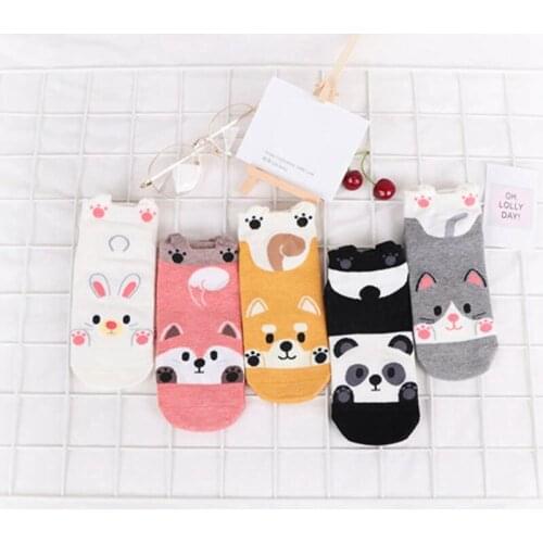 Autumn Winter Fashion Animal Women Cotton Socks Panda Fox Rabbit Dog Korea Harajuku Kawaii Cute Girls Casual Happy Funny Socks