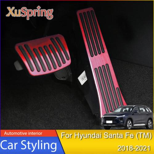 Accelerator Brake Pedal Perforation Anti-Skid Pedal Interior Modification AT 2Pcs For Hyundai Santa Fe MK4TM 2018 2019 2020 2021