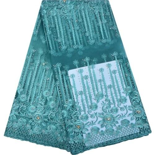 Latest Green African Laces 2018 Tulle Net Fabric 2018 High Quality African Lace Embroidery 5 Yards Nigerian Lace Fabrics 1254